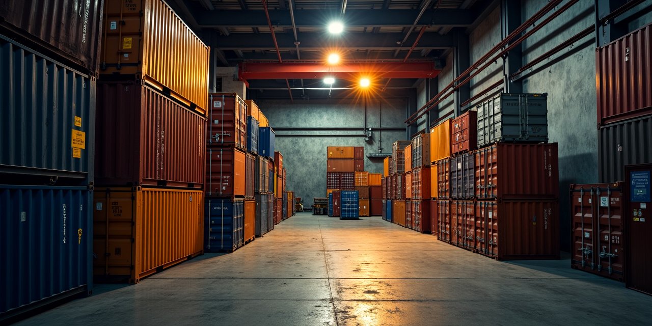 Import business owner reviewing tariff costs and working capital options at a port