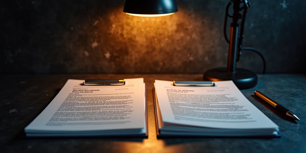 Side-by-side comparison of bank loan documents and RBF term sheet on a desk