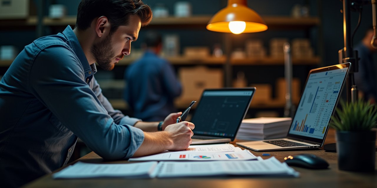 Business owner reviewing import cost spreadsheets affected by tariff increases